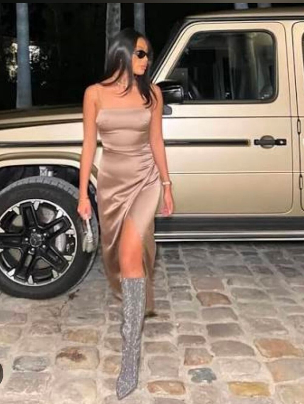 NEW Zara Champagne-Beige Satin Beaded Straps Cocktail Dress